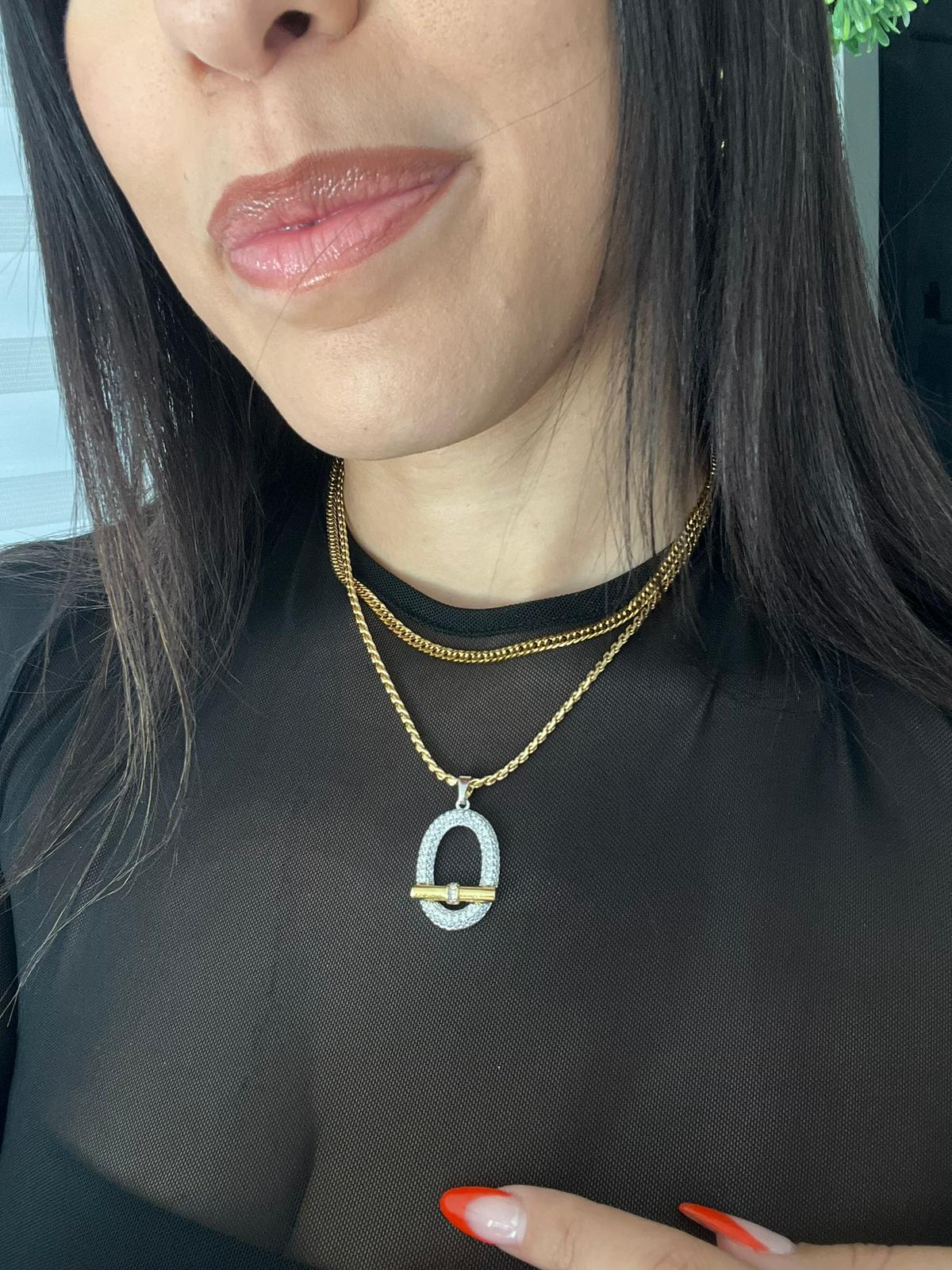 Rhinestone Oval Necklace