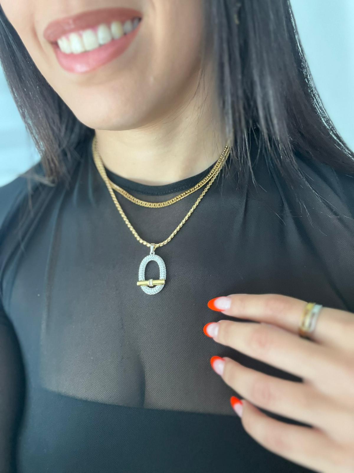 Rhinestone Oval Necklace